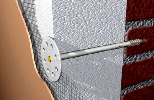 Монтаж пенопласта на фасад дюбель