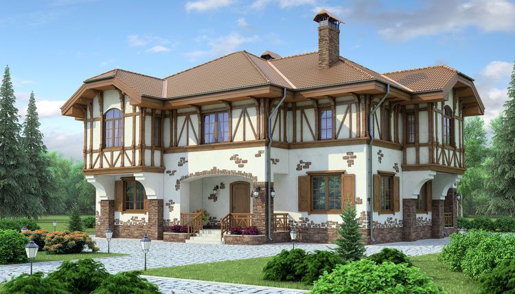 дизайн коттеджа фасадов