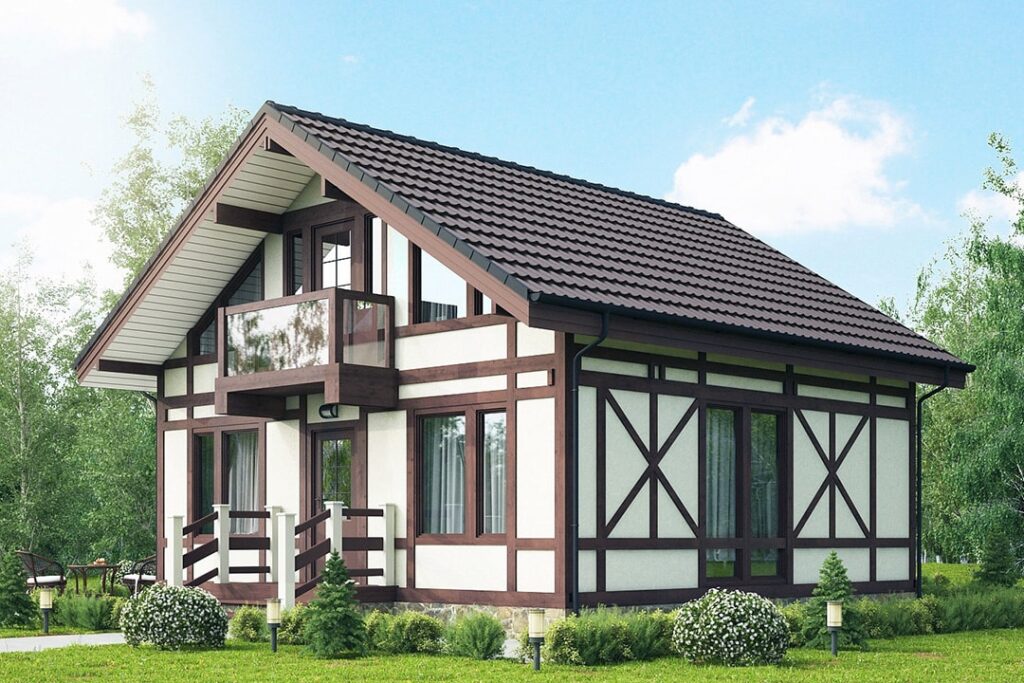фасад дома в стиле Фахверк