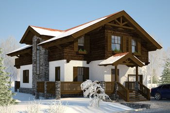 фасад дома в стиле шале