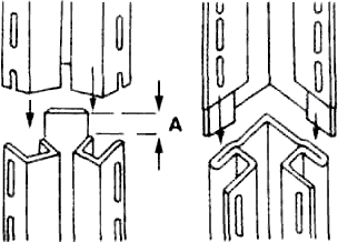 На рисунке показано соединение внутреннего угла, где А = 2,5 см