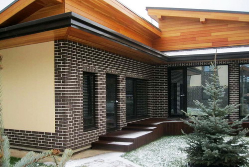 оформление фасада дома плитка 2