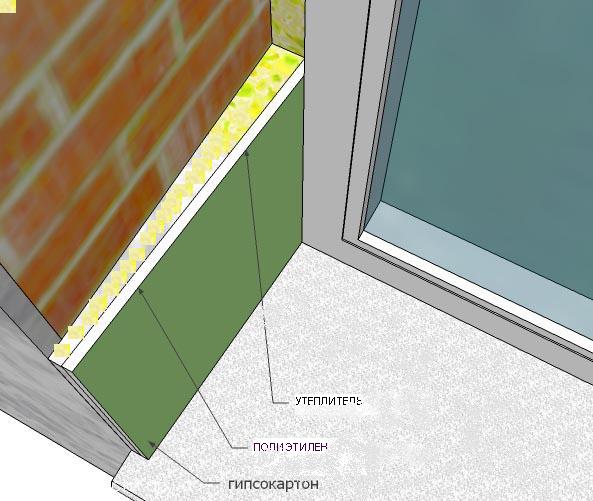 Схема утепления откосов